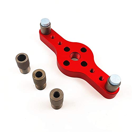Becho Punch Locator Drill Guide Center Hole Wood Drilling Tool for Woodworking Aluminum Alloy(Red)