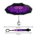Double Layer Wind Proof,UV Proof Reverse Folding Inverted Umbrella Travel Umbrella with C Shape Handle and Carrying Bag-Purple Flower