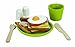 PlanToys Breakfast Menu Pretend Play Food Set (3602) | Sustainably Made from Rubberwood and Non-Toxic Paints and Dyes | Eco-Friendly PlanWood