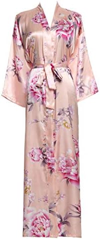 Peony Women 's Long Kimono Robe Floral Bridesmaid Robe,Bridal Robe