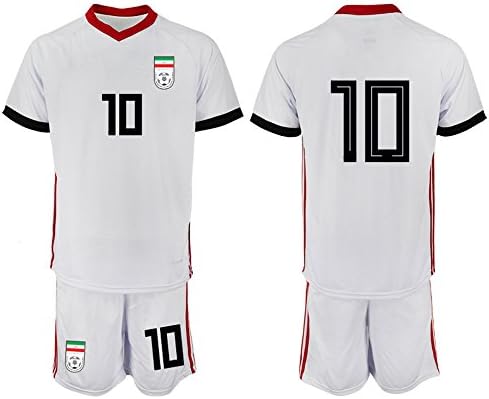 Zakaku 2018 Word Cup Iran Football Team #10 Mens Home White Soccer Jersey - L