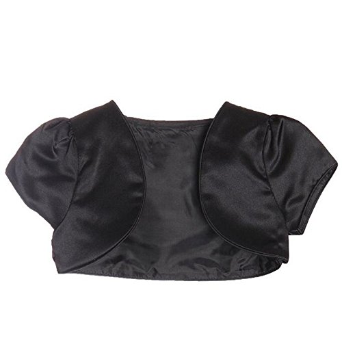 ICSTH Girls Bolero Shrug Short Sleeve Cardigan Age 4-12 Years Black