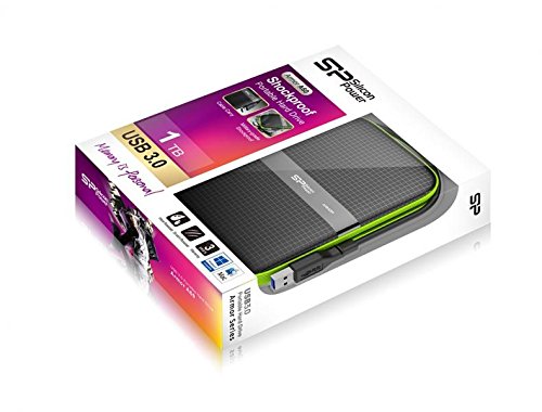 1TB Silicon Power Armor A60 Shockproof Portable Hard Drive - USB3.0 - Black/Green Edition