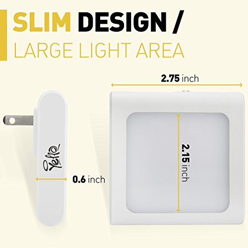 Plug In Night Light For Kids Nursery Room Dusk To Dawn Energy Efficient Warm White Lighting Lamp LED Projection for Children 2 Pack By Yello