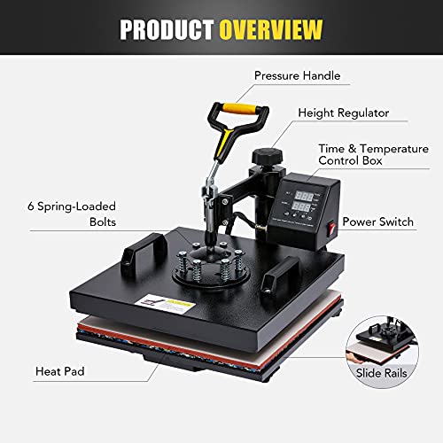 COZ Heat Press Machine, 8 in1 Swing Away Flat Plate Cap Mug Press Set