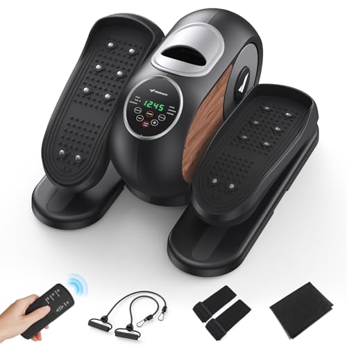 MERACH Elíptica de Escritorio para Casa, Mini Bicicleta Elíptica Eléctrica, Control Remoto, Pantalla, Alfombra Antideslizante, 12 Velocidades, Silenciador y Portátil