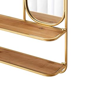 Huidao Wall Mirror With Shelf Metal Wall Mounted 3 Tier Organizer Storage Shelf With Mirror For Bathroom Bedroom Gold Wallccessories Your Home For Wall Decor