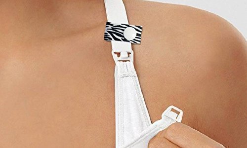 Breastfeeding and Pumping Nursing Bra Reminder Clips (1 Pair Handmade Zebra/White) - Thumbnail 4