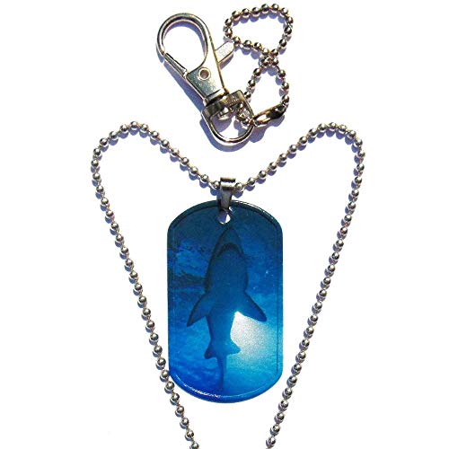 tags4causes Collar y llavero de tiburón | Impresión a dos caras | Acero inoxidable | Etiquetas pequeñas. Grandes cambios.