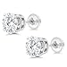 Gem Stone King Timeless Brilliant 8mm 3.80ct DEW White Created Moissanite 14k White Gold Round Stud Earrings