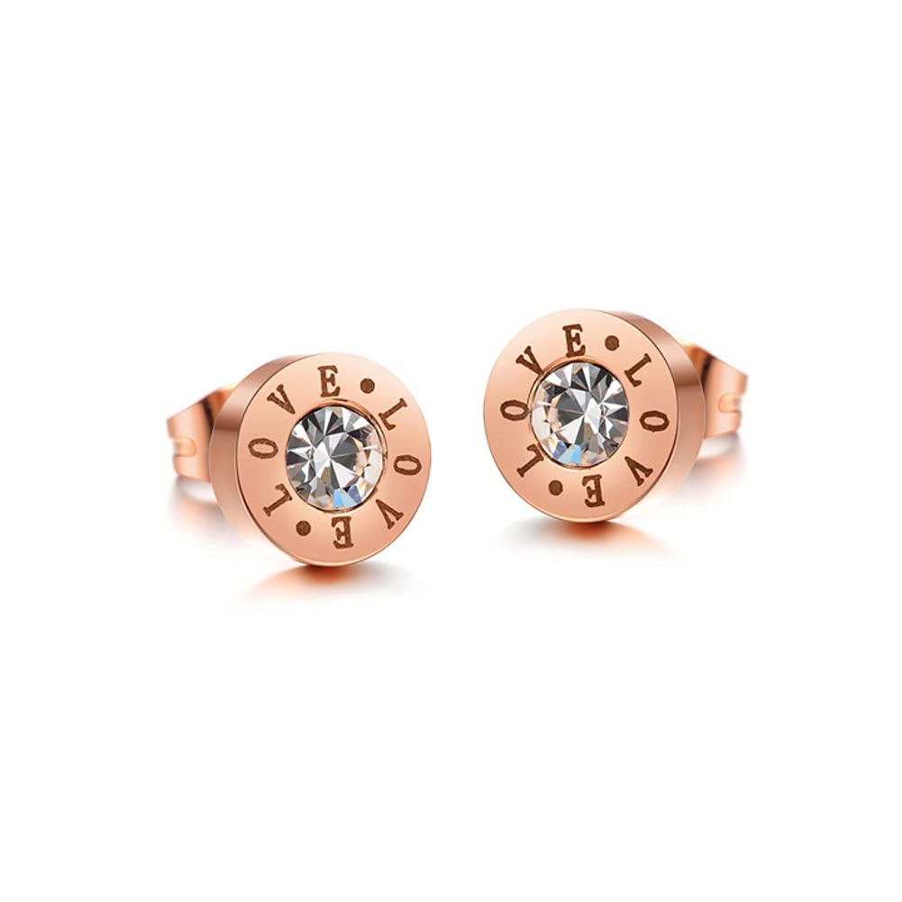 Crystalline Azuria Women Girls 18ct Rose Gold Plated Round White Crystals Circle Stud Earrings
