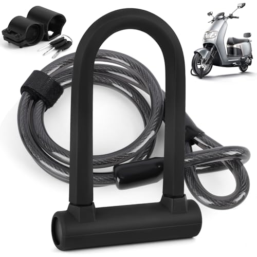 Cadeado para Bicicleta e Moto, Grosso Tranca Anti Furto com 3 Chaves, Cabo Bike Moto Bicicleta para Estepe, Cadeado com Antifurto, Trava Antifurto U Lock