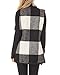 Wollsolo Womens Lapel Open Front Sleeveless Plaid Vest Cardigan With Pockets,05-white and Black,Small