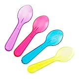 Green Direct Mini Plastic Tasting Spoons And Ice Cream Spoons Approx. 100 Spoons (Transparent Mix)