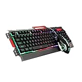 LED Backlit Gaming Keyboard & Mouse Combo Bundle, IREALIST Wired USB Mechanical Game Keyboard, Anti-ghosting Alloy LED Game Keyboard with Mousepad Included (Black)