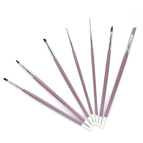 Siusio 7 Pcs Nail Art Brush, Nails Art Supplies Acrylic Nails Polish Kit Accessories, Detail Dotting Paint Tool for Short Strokes, Blending, Elongated Lines - Thumbnail 2