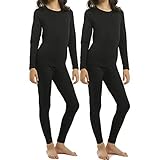 ViCherub Thermal Underwear Set for Girls 2 Sets Kids Long Johns with Fleece Lined Top & Bottom Base Layer Thermals for Girl