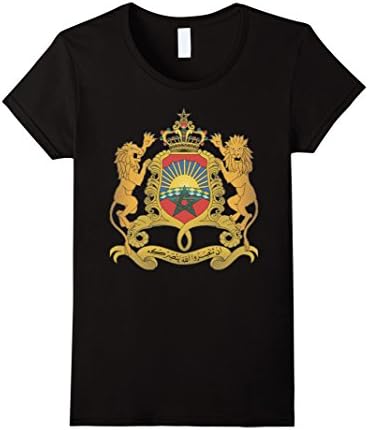Womens Morocco Coat Of Arms T Shirt National Moroccan Emblem tee Medium Black
