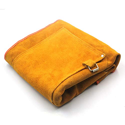 Leather Welding Apron Flame-Resistant Heat Resistant Work Apron Fire Resistant Welding/Welder Smock, 24 x 36 Inch, 6 Pockets