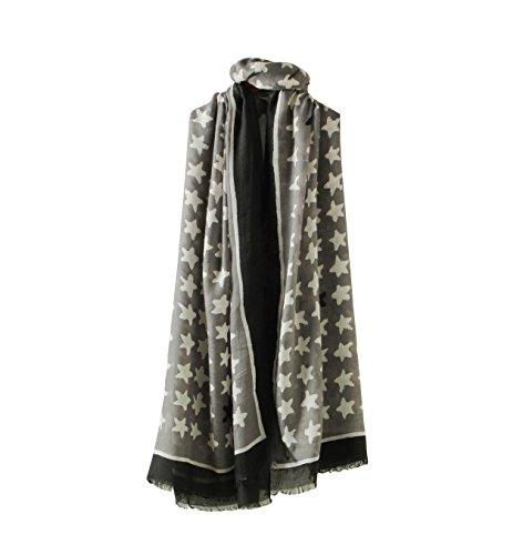 Wesstogther Womens Ladies Long Lightweight Scarves Stars Pattern Print Wrap Shawl (Black) Wesstogther Womens Ladies Long Lightweight Scarves Stars Pattern Print Wrap Shawl (Black)
