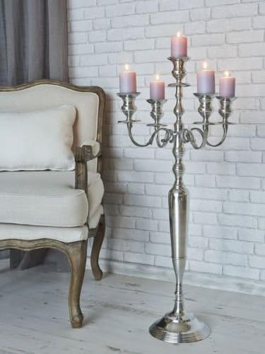 Wholesale Wedding 5 Arm Silver Candelabras Centerpieces Taper Pillar Candle Holders Bulk Lot of 4 Pieces 100CM Tall