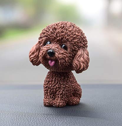 Fontee Nodding Dog Doll - Cute Bobble Head Puppy Car Dashboard Ornament - Creative Gift for Home, Desk, Interior Decoration (Teddy Brown)