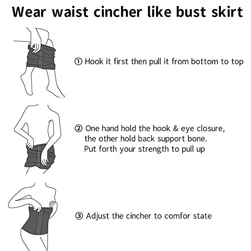 Picotee Women's Waist Trainer/Cincher/Trimmer Underbust Corset for Weight Loss Body Shaper (Black corset, XL)