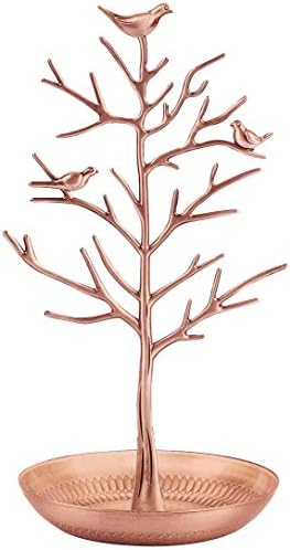 Batreetek Jewelry Holder, Display Stand, Accessory, Small Bird, Beautiful, Tree Shape, Accessory Stand, Necklace, Earrings, Storage Rack, Ornament, Accessory, Ring, Birthday, Mother’s Day (Antique Copper)