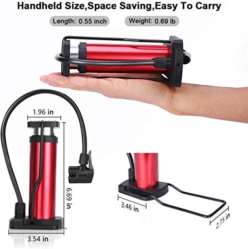 Foot Pump Bike Tire Inflator - Dual Presta/Schrader Valve Mini Pump