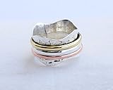 3 Tone Spinner Spin Ring, Yoga maditation ring Two Tone Handmade Ring For Girl Women Size 6 7 8 9 10 11 12