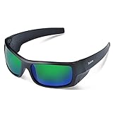Duduma Tr601 Polarized Sports Sunglasses for Baseball Cycling Fishing Golf Superlight Frame (139 Black matte frame with green lens)