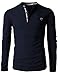 H2H Men's Classic Midweight Waffle Henley Top Navy US L/Asia XL (KMTTL062)