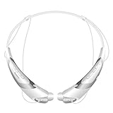 Rymemo 2016 Newest Universal Wireless Bluetooth 4.1 Music Stereo Sports Headset Headphone w/Microphone Vibration Neckband Style for Cellphone,Silver-White