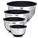 Sterline Stainless Steel Mixing Bowl Set of 4 w/Lids, Non-Slip Mixing Bowls .75, 1.5, 3, & 5-Quarts w/Measurement Displayed Inside, Small-Large Nesting Bowls, Cooking and Kitchen Essentials, Silver