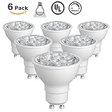 (6-Pack, Daylight) SUNTHIN 6.5W GU10 Led Bulb, Dimmable, 60w Equivalent, Recessed Lighting, GU10 LED, LED spotlight, 500lm, 38°