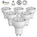 (6-Pack, Daylight) SUNTHIN 6.5W GU10 Led Bulb, Dimmable, 60w Equivalent, Recessed Lighting, GU10 LED, LED spotlight, 500lm, 38°