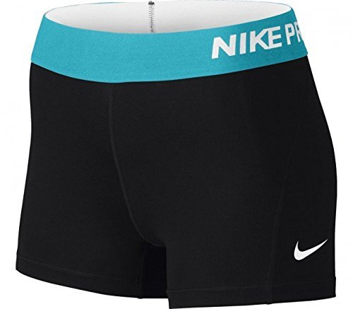 Nike Women's Pro Cool 3-Inch Training Shorts (Black/Omega Blue/Small)