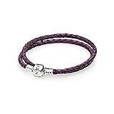 Pandora Purple Braided Double-Leather Charm Bracelet 590705CPE-D1, 13.8 inches / 35 Centimeters