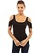 PattyBoutik Women Scoop Neck Cut Out Flutter Sleeve Blouse (Black Medium)
