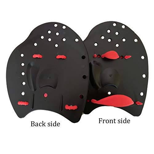 Swimming Paddles - Swimming Power Hand Paddles for Men and Women Training Aid with Adjustable Strap, Large, Red