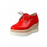 Latasa Women's Fashion Lace-up Platform Mid Wedge Heel Oxford Shoes