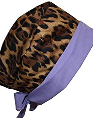 Scrub Hat Chemo Cap Pixie Style Many Color Options Available (new leopard /lilac)