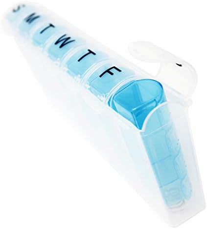 Rite Labs 7-Day Pop Up Pill Organizer with 28 Compartments - Travel Size Plastic Medicine Storage Box for AM, PM, Lunch and Bedtime - Ideal for Daily Use and Travel