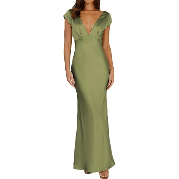 casual a line dresses Silver Prom Dress A-Line V-Neck Straps Long Stretch Satin Prom Dresses main image 1