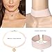 Tpocean 9 PCS Pink Lace Choker Necklace Set Gothic Floral Tattoo Gold Chain Choker Necklace for Women Girls 90s