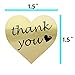 SJPACK Gold Heart Shape Thank You Stickers, Foil Decorative Sealing Labels, 500 Stickers/Roll, 1.5