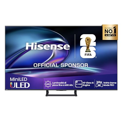 TV 55" Mini-LED 144Hz 4K 2025 55E8Q, Smart TV VIDAA U8, Dolby Vision IQ, HDR 10+ Adaptive, 144Hz Game Mode PRO, Dolby Atmos 2.1 con Subwoofer, Alexa Built-in, VIDAA Voice, lativù 4K, 55''