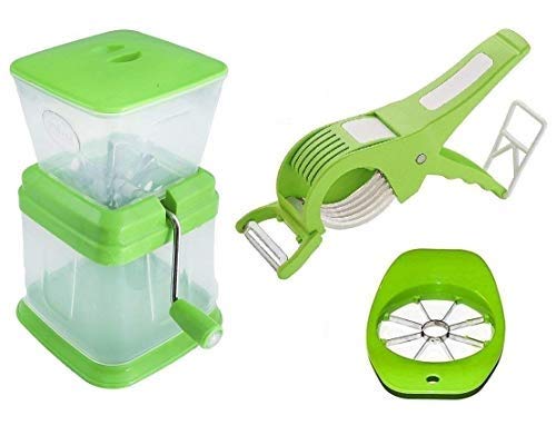 Combo of Vegetable, Onion Chopper Cum Cutter, Apple Cutter, Chilly Cutter (Assorted Colors)