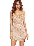 MakeMeChic Women's Sexy V Neck Sleeveless Sequin Party Club Mini Dress