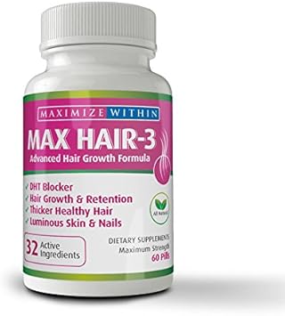 Amazon.com: Maximize Within Max Hair-3 Advanced Hair Growth Formula,for  Longer, Stronger, Healthier Hair-Scientifically Formulated with Biotin,  Keratin, Bamboo for Beautiful Hair, Glowing Skin and Strong Nails: Health &  Personal Care